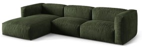Зелен кадифен модулен ъглов диван (ляв ъгъл) Martina – Micadoni