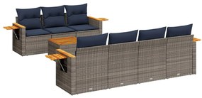 3226649 vidaXL Градински диван с възглавници, 8 части, полиратан, сив