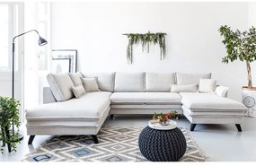 Светлобежов U-образен разтегателен диван, ляв ъгъл Charming Charlie - Miuform