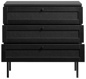 Черен нисък скрин от дъб 80x75 cm Pensacola - Unique Furniture