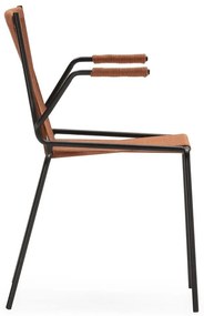 Теракотени метални трапезни столове в комплект с подлакътници/за подреждане 2 бр. Emily – Marckeric