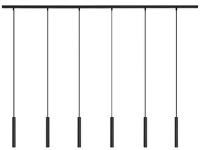 Модерна релсова система за осветление със 6 черни висящи лампи 1-фазна - Slimline Keno