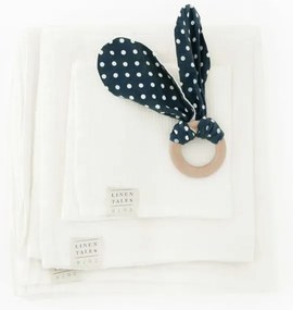 Детска бяла кърпа с качулка Linen Tales Waffle, 70 x 70 cm