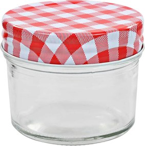 Стъклени буркани за сладко с бяло-червени капачки 24 бр 110 мл Lee