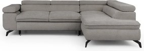 Светлосив шенилов ъглов диван (десен ъгъл L форма) Marbeya – Ropez
