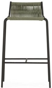 Зелен метален бар стол (височина на седалката 65 cm) Emily – Marckeric