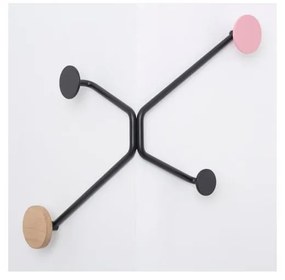 Черна стенна закачалка за външен ъгъл с розов детайл Hook - Gazzda