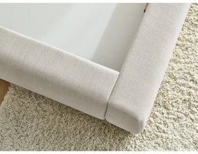 Бежово тапицирано двойно легло с място за съхранение с решетка 160x200 cm Jagna - Bobochic Paris