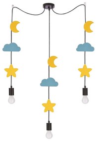 Детски полилей на шнур TRIO 3xE27/20W/230V жълто/синьо