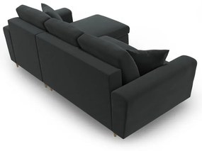 Тъмносив кадифен разтегателен ъглов диван с място за съхранение Kyoto – Cosmopolitan Design