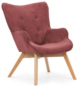 Червен фотьойл с табуретка от рипсено кадифе Niko – Ropez