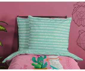 Розово-тюркоазено единично памучно детско спално бельо 140x200 cm Lalama – Good Morning