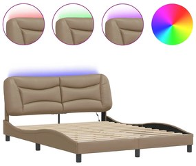 3213945 vidaXL Рамка за легло с LED без матрак Hvar, капучино, 160x200 cм