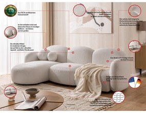 Кремав ъглов диван от прежда с примки от букле (ляв ъгъл) Orbit – Ropez