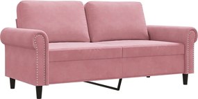 359532 vidaXL 2-местен диван, розов, 140 см, кадифе