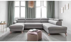 Светлосив U-образен разтегателен диван, десен ъгъл Sweet Harmony - Miuform