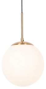 Арт Деко висяща лампа златиста с опалово стъкло - Flore