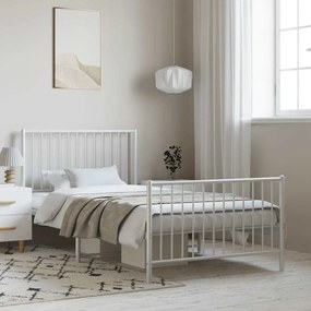 350943 vidaXL Метална рамка за легло с горна и долна табла, бяла, 100x190 см