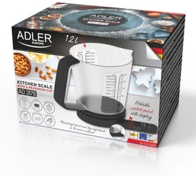 Кухненска везна с купа Adler AD 3178, 5кг, LCD дисплей, g, oz, ml, ТАРА, Черен