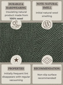 Тъмнозелен ръчно изработен вълнен килим 200x300 cm Calmio – Hanse Home