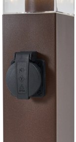 Външна лампа ръждивокафява с прозрачно стъкло 45 см IP44 с контакт и сензор за движение - Malios