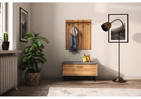 Стенна закачалка от дъбово дърво в естествен цвят с рафт Abies - The Beds