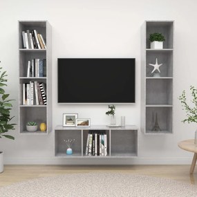3079758 vidaXL Комплект ТВ шкафове от 3 части, бетонно сив, инженерно дърво