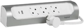 Legrand Разклонител ъглов сив 3x2P+E с кабел 1 метър с USB A+C 3A 15W Corner NEW  - 694502