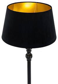 Интелигентна подова лампа черна с абажур черен със злато 45 см с Wifi A60 - Classico