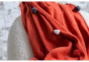 Покривало за легло от флийс в тухлен цвят 150x200 cm Pom Pom – Mijolnir