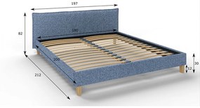 Синьо тапицирано двойно легло с решетка 180x200 cm Tina - Ropez