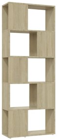 809092 vidaXL Библиотека, дъб сонома, 60x24x155 см, инженерно дърво