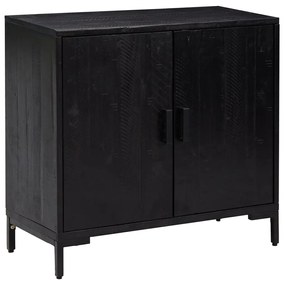 349924 vidaXL Сайдборд, черен, 75x35x70 см, борова дървесина масив
