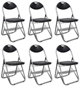 241494 vidaXL Сгъваеми трапезни столове 6 бр черни изкуствена кожа и стомана