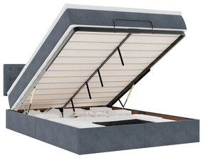 3312765 vidaXL Османска легло с матрак и LED, тъмносиво, 140x190 см, кадифе