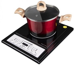 SAPIR SP 1445 Електрически и индукционен котлон - универсален модел с GS сертификат - Индукционна керамична / 2000W / Черен