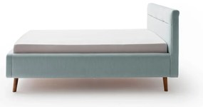 Светлосиньо двойно легло 140x200 cm тапицирано с място за съхранение с включена подматрачна рамка Lotte – Meise Möbel