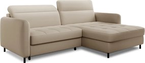 Бежов кадифен разтегателен ъглов диван с място за съхранение (десен ъгъл) Gomsi – ELTAP