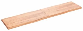 363989 vidaXL Плот за маса светлокафяв 220x50x(2-6) см обработен масивен дъб