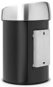 Кош за боклук Brabantia Touch Bin 647214, 3 л, Плавно и безшумно отваряне, Стенен монтаж, Черен/инокс