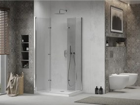 Mexen Lima Душ кабина Duo сгъваема 80 x 70 см, прозрачна, хром + тава Flat