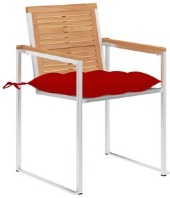 3078602 vidaXL Градински столове, 6 бр, с възглавници, тиково дърво масив