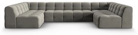 Ъглов диван от сиво кадифе (U-образен) Kendal - Micadoni Home