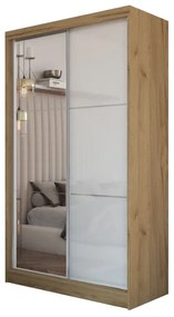 Гардероб с плъзгащи врати KUREZ  с огледало, 160x216x61, дъб  artisan/бял