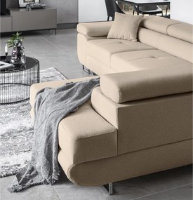 Бежов разтегателен ъглов диван с място за съхранение (десен ъгъл L форма) Anton – ELTAP