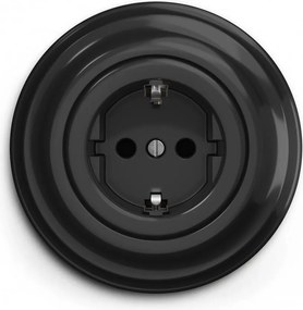 Kliklap - Ретро домашна розетка с рамка SCHUKO 230V/16A черна