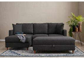 Антрацитен ъглов диван (ляв ъгъл) Eva – Balcab Home