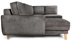 Сив сгъваем ъглов диван от рипсено кадифе (десен ъгъл/"U" форма) Tori – Bonami Selection