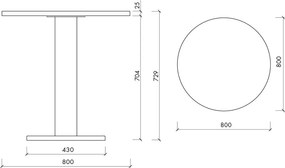 Кръгла трапезна маса с дъбов плот ø 80 cm Sool – noo.ma