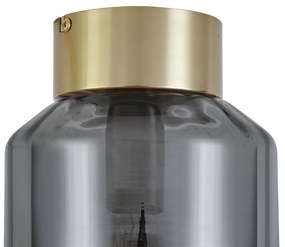 Модерна таванна лампа месинг с димно стъкло - Stiklo